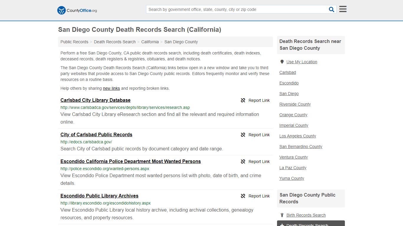 Death Records Search - San Diego County, CA (Death ...