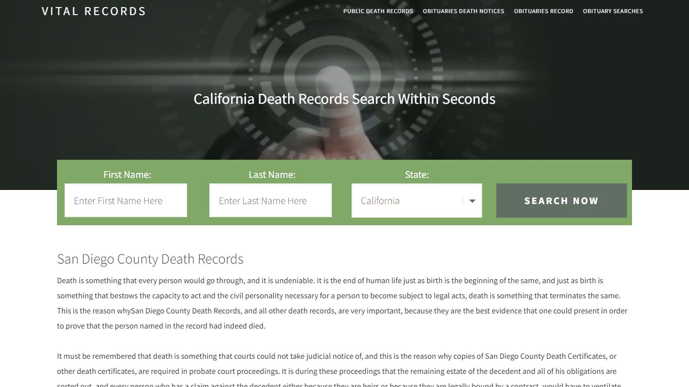 San Diego County Death Records |Enter Name and Search|14 ...