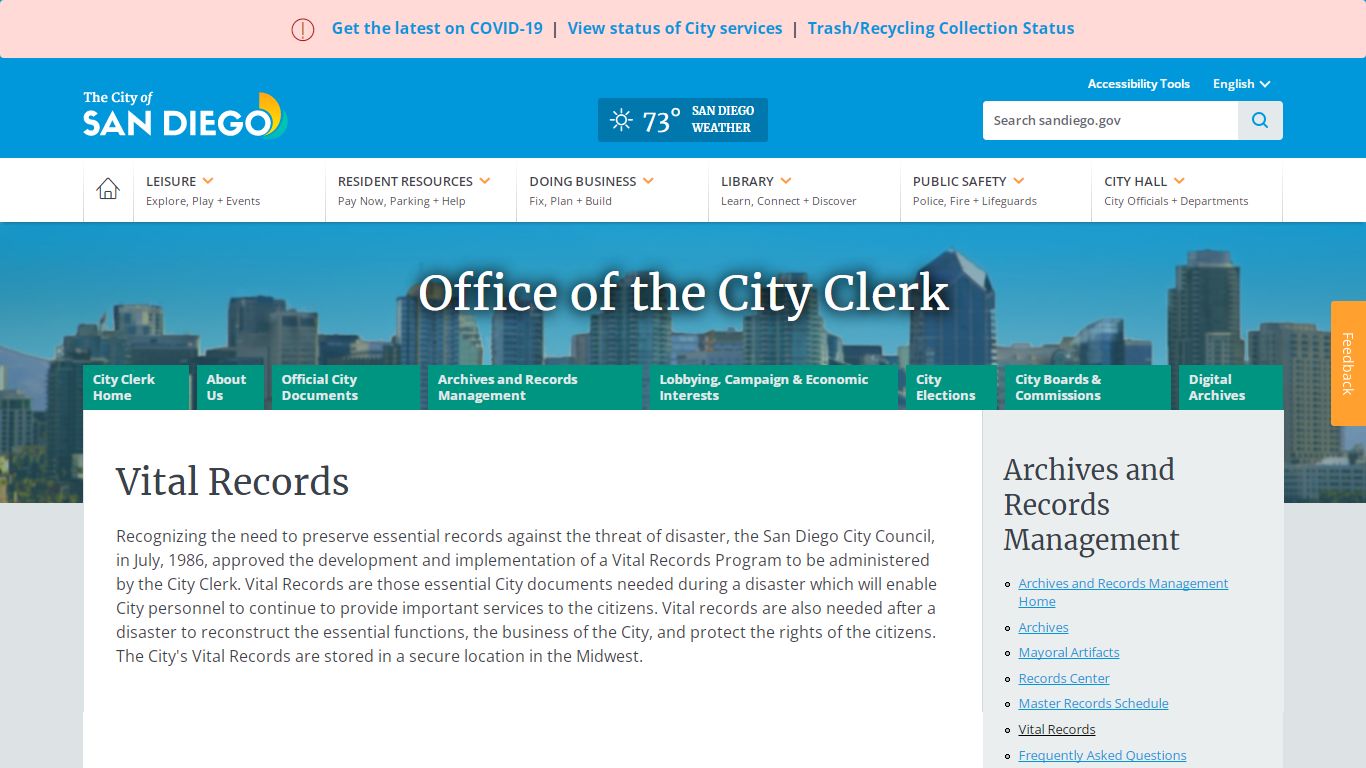 Vital Records | Office of the City Clerk - San Diego